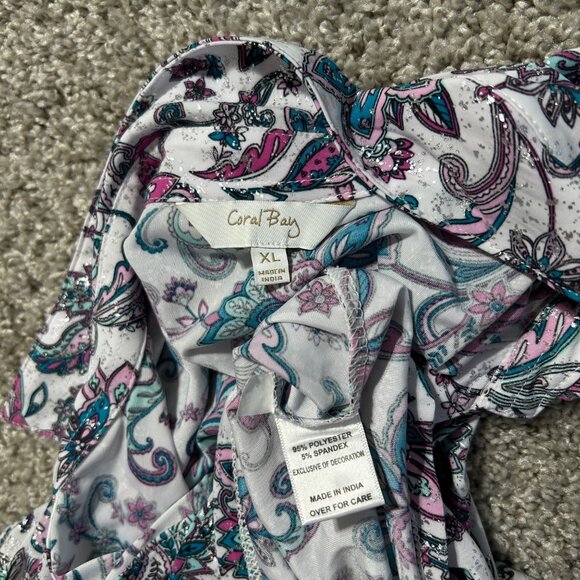 Coral Bay Women's Size XL Multicolored Button Down Blouse - Picture 6 of 7